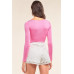 Plain Tight Fit Long Sleeve Round Neck Bodysuit