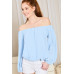 Off Shoulder Long Bubble Sleeve Solid Top