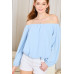 Off Shoulder Long Bubble Sleeve Solid Top