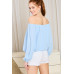 Off Shoulder Long Bubble Sleeve Solid Top