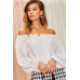 Off Shoulder Long Bubble Sleeve Solid Top