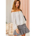Off Shoulder Long Bubble Sleeve Solid Top