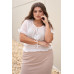 Plus Short Sleeve U-neck With Self-tie Detail Frill Smocked Sheer Top