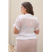 Plus Short Sleeve U-neck With Self-tie Detail Frill Smocked Sheer Top