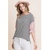 Cute Striped Curved Hem Casual Top