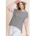 Cute Striped Curved Hem Casual Top