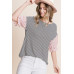 Cute Striped Curved Hem Casual Top