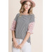 Cute Striped Curved Hem Casual Top