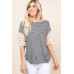 Cute Striped Curved Hem Casual Top