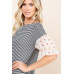 Cute Striped Curved Hem Casual Top