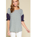 Cute Striped Curved Hem Casual Top