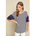 Cute Striped Curved Hem Casual Top