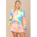 Tie-dye Printed Knit Top And Shorts Set