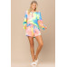 Tie-dye Printed Knit Top And Shorts Set