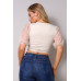 Polka Dot Mesh Puff Sleeve Contrast Fashion Top