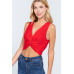 Sleeveless V-neck Twist Knot Knit Top