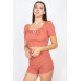 Scoop Neck Crop Top And Ribbed Shorts