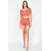 Scoop Neck Crop Top And Ribbed Shorts