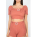 Scoop Neck Crop Top And Ribbed Shorts
