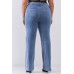 Plus Mid-wash Blue Denim Low-rise Wide-leg Upsized Basic Dad Jeans