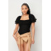 Luxe Polkadot Stretch Mesh Puff Sleeve Bodysuit