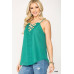 Plunging V-neckline Lattice Top