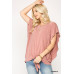 Leopard Jacquard Knit Jersey Top With Front Tie, Ruffled Sleeve