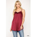 Velvet Mixed Adjustable Strap Round Hem Camisole