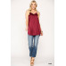 Velvet Mixed Adjustable Strap Round Hem Camisole