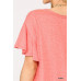 Solid Round Neck Frill Sleeve Top With Scoop Hem
