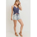 Printed Jersey Front Gathered Sleeveless Top