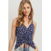 Printed Jersey Front Gathered Sleeveless Top