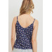 Printed Jersey Front Gathered Sleeveless Top