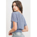 Woven Printed Crinkle Gauze Waist Smocking Short Sleeve Top