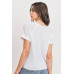Waffle Raw Edge V-neck Rolled Up Short Sleeves Top