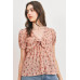 Front Tie Floral Waffle Top