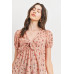 Front Tie Floral Waffle Top