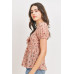 Front Tie Floral Waffle Top