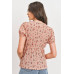 Front Tie Floral Waffle Top