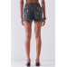 Ripped High-waist Front Zip-up Raw Hem Detail Distressed Mini Shorts