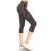 Yoga Style Banded Lined Stripe Printed Knit Capri Legging