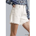 High Rise Denim Shorts With Raw Hem
