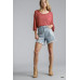 High Rise Denim Shorts With Raw Hem