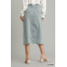 Asymmetrical Waist And Button Up Front Split Denim Skirt With Back Pockets And Unfinished Hem