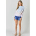Tie Dye Knit Boatneck Elastic Hem Top
