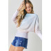 Tie Dye Knit Boatneck Elastic Hem Top