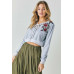 Floral Embroidered Cropped Sweatshirt