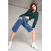 Mid Blue Denim Front Cut-out High-waist Buckle Self-tie Belt Detail Midi Flare Jean Pants