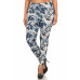 Plus Size Floral Print, Full Length Leggings In A Slim Fitting Style With A Banded High Waist
