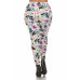 Plus Size Floral Print, Full Length Leggings In A Slim Fitting Style With A Banded High Waist